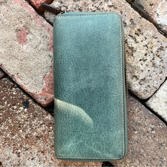 Coach unique green leather zip wallet - Picture 4 of 8